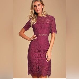 Lulus Sheer Lace Short Sleeve Midi